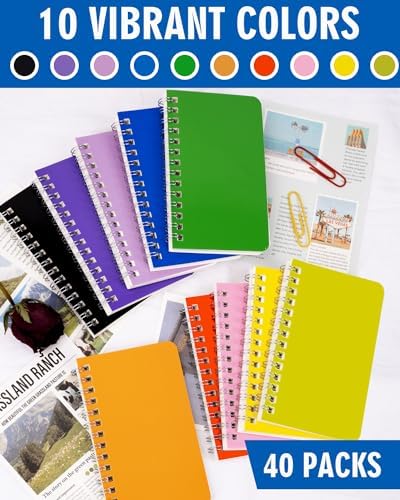 Dynta Small Notebooks 3x5 Bulk, Mini Spiral Notebooks 40 Packs