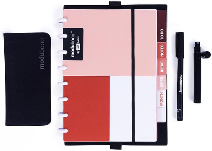 MODUBOOQ organizer, apricot - Modular Reusable Smart Notebook A5 - Notebook with Tabs & Discbound System - 40 modular pages with duratech3 technology - Washable and writes like paper