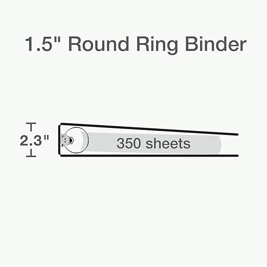 Cardinal 3 Ring Binders, Binders for School and Office, Durable 1.5 Inch, Round Rings, Holds 350 Sheets, ClearVue Presentation View, Non-Stick, Assorted Colors, 4 Pack (1017673)