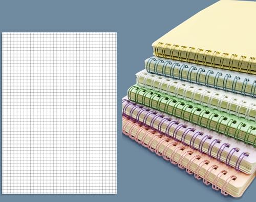 6pcs Steno Spiral Notebooks Top Bound 160 Pages Grid Steno Pads A5 Thick Plastic Covers 5.5x8.3 inch for Writing Notes in Lists,Office, Home (A5 6pcs Grid)