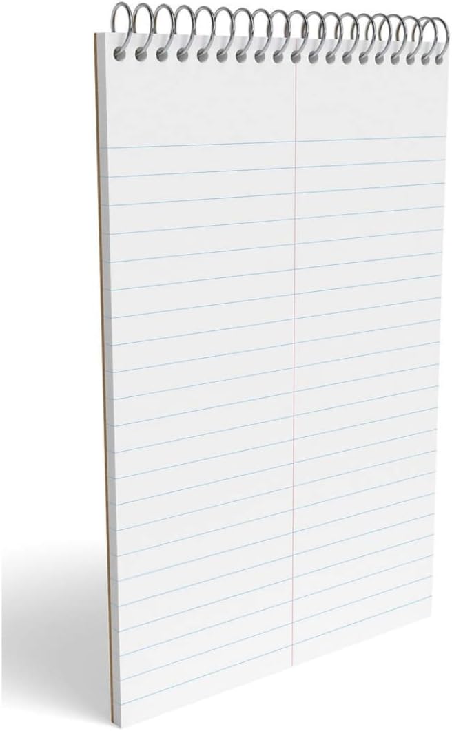 1InTheOffice Spiral Steno Pads, 6 x 9 in, Gregg-Ruled, White, 80 Sheets per Pad, Spiral Note Pads, 12 Pack