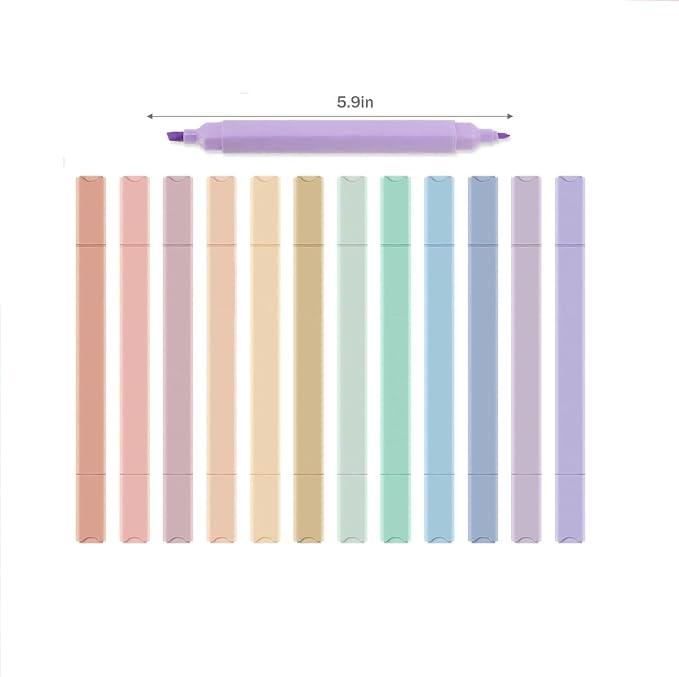 Pastel Bible Highlighters, 12 Pack Dual Tip Highlighters, No Bleed Highlighters for Bible Study, Journaling, Notes, School and Office, Assorted Soft Colors