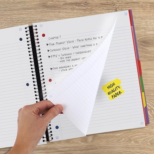 Five Star Advance Spiral Notebook + Study App, 5 Subject, College Ruled Paper, 8-1/2" x 11", 200 Sheets, Spiral Guard, Movable Tabbed Dividers, Amethyst Purple (820013G)