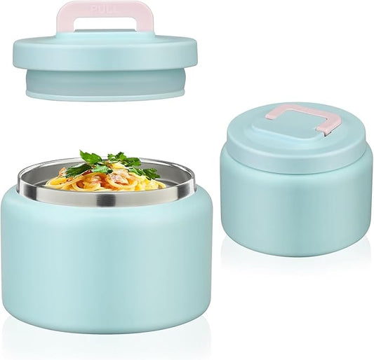 JXXM 8 Oz Thermo Food Jar for Hot & Cold Food for Kids, Insulated Lunch Containers Hot Food Jar,Leak-Proof Vacuum Stainless Steel Wide Mouth Lunch Soup Thermo for School (A-Ice Blue)