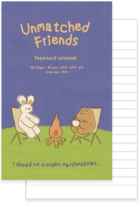 Monolike Unmatched Friends Paperback Line Notebook - 03. Campfire_Design note, Mini note, Simple note, Notebook, 192 Pages, 4.13x6.69