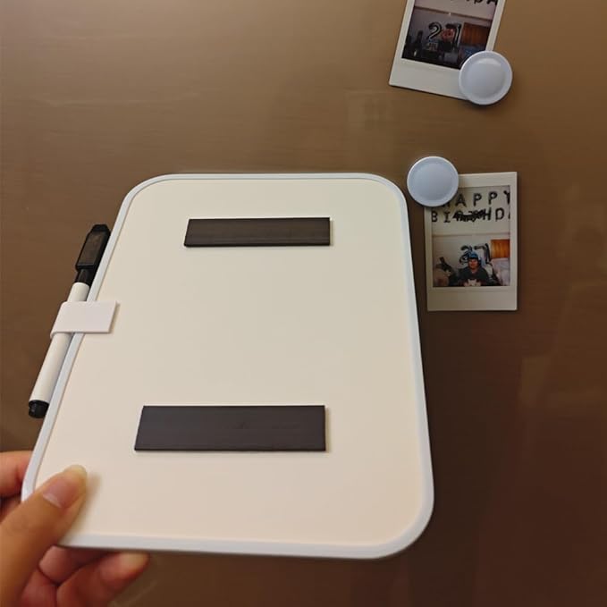 Small Dry Erase Board，Fridge Whiteboard，6" X 8" with Dry Erase Markers Magnetic and 2 Magnets，Mini Whiteboard for Office Door，School Lockers（White）