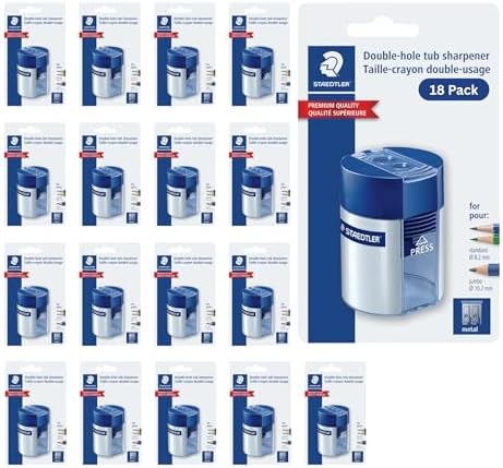 STAEDTLER Double-Hole Tub Pencil Sharpener, 18 Pack