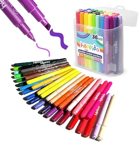 International Arrivals Happido Double-Sided Markers for Kids, Set of 36