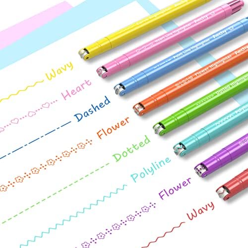 AECHY Dual Tip Curve Highlighter Pens,6 Pattern Roller & 8 Chisel Tip Pens