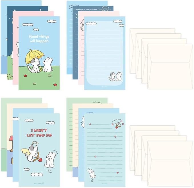 Monolike Willy Kelly Mini Letter Paper and Envelopes Set - 8Type, 32 Letter Paper + 16 Envelopes