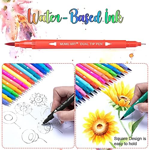 35 Dual Markers Pen for Adult Coloring Book, Coloring Brush Art Marker, Fine Tip Colored Pens for Bullet Journaling Drawing Planner (Pack of 3)
