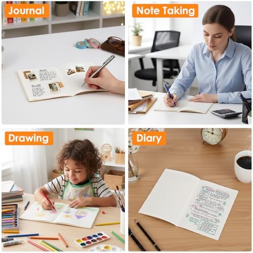 LABUK 5pcs A5 Composition Notebook Journals, Kraft Lined Notebooks Bulk, 5 Colors 60 Pages for Journaling, Writing, School, Office, Kids Gift