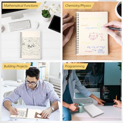 Dunzoom 6 Pack Graph Paper Spiral Notepad A5 & A4 Grid Notebooks Steno Pad Memo Notebook, 160 Pages for Writing Sketching Office, Transparent Plastic Hardcover (Dotted Paper,A5)