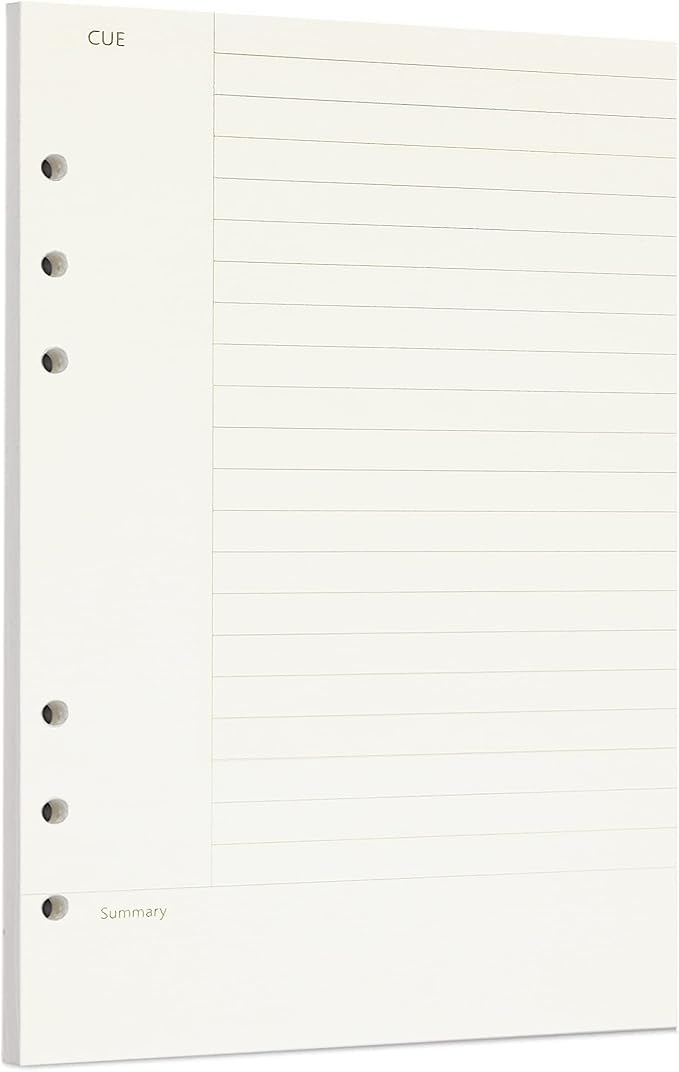 Zelten 1 Pack A5 45 Sheets/90 Pages Connell Loose Leaf Punched Paper Refills Paper for 6 Hole Binder Personal Organizer Diary Notebook Refillable Planner