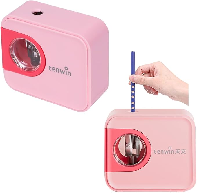 Electric Pencil Sharpener, Battery Operated Sharpener Suitable for Pencil(6-8 mm), Pink