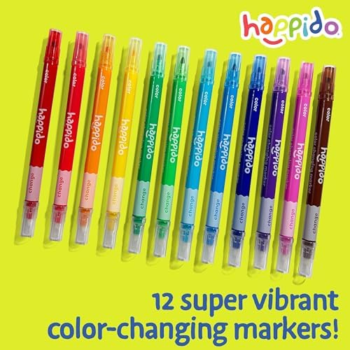 Happido Double-Sided Color Changing Markers for Kids, Set of 12