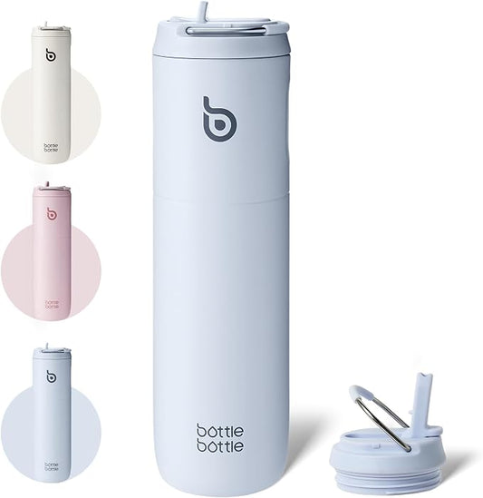 BOTTLE BOTTLE Insulated Water Bottle 24oz with Straw Lid and Handle Sports | for Travel Gym school,Stainless Steel Water Bottles,Double-Wall,Vacuum Metal,Leak Proof,BPA-Free