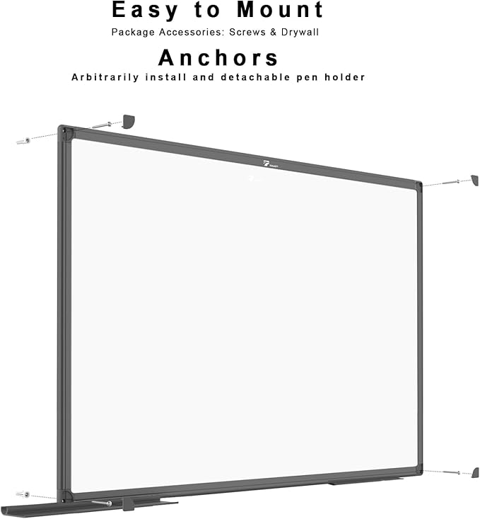 TOWON Black Border Magnetic Dry Erase Board, 72 x 48 in White Board Dry Erase, Aluminum Framed Whiteboard for Wall, XL Dry Erase Board Wall Mounted with Markers, Pen Tray, Magnets, Cleaning Wipe