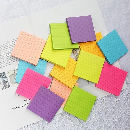 Early Buy Lined Sticky Notes 4x4 in, 6 Bright Colors, 6 Pads, 60 Sheets/Pad