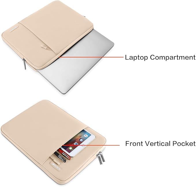 MOSISO Laptop Case 13 inch, Laptop Sleeve Compatible with MacBook Neo/Air/Pro 13 inch with A18/M5/M4/M3/M2/M1 Chip 2026-2016, Polyester Vertical Computer Sleeve Bag with Pocket, Apricot