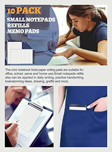 10 Pack Small Notepads Refills Memo Pads 3 x 5 Inch Tear off Notepad Lined