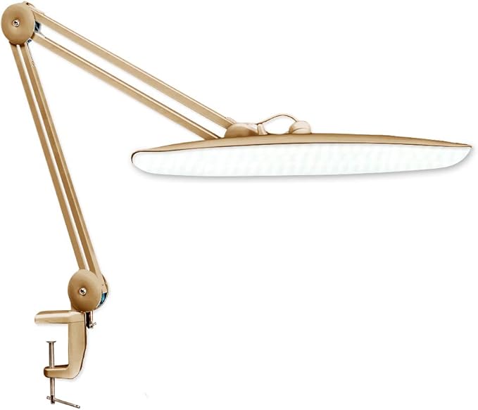 LED Desk Lamp with Clamp, Dimming Task Lamp for Reading Desktop Office Workbench Table Architect Sewing Study Home Craft, 117PCS LEDs, 2200 Lumens 20 Inch Metal Swivel Arm Work Lamp (Gold)