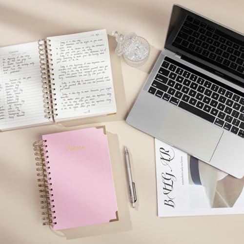 Spiral Notebook Journal, 328 Pages Linen Hardcover College Ruled Notebook, Lined Thick Journals for Women Men, B5 Thick Spiral Journal for Writing, 100GSM Paper, Cute Notebooks for Work School