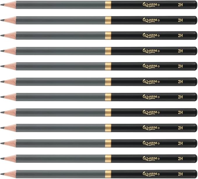 Cezanne Graphite Drawing Pencils Set - 2H, Set of 12 Break-Resistant Graphite Lead, Easy-to-Sharpen Sketch Pencils, Master Artist Quality Graphite Pencils for Technical and Artistic Drawing