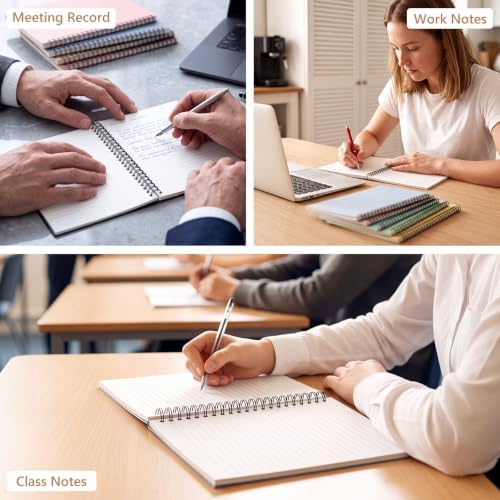 Fuutreo 12 Pcs Spiral Notebook for Work A5 8.3 x 5.7 Inch College Ruled Spiral Journal Notebook Kraft Cover Ruled Paper, 12 Color, 60 Sheets, 120 Pages for Office School (Happy Color,Classic)