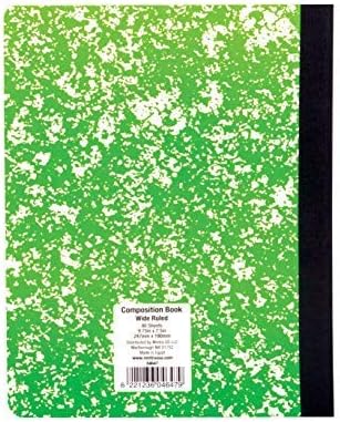 Mintra Office Composition Books - Sturdy Flexible Cover (4 Pack, Assorted Marble Comp - Wide Ruled)