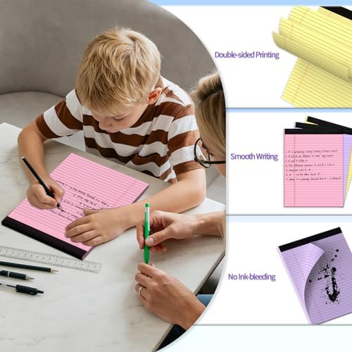 3pcs Legal Pads 8.5 x 11 Note Pads, Colored Legal Notepads 8.5 x 11