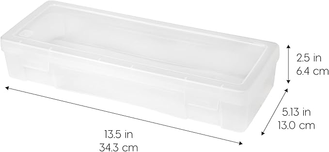 IRIS USA Pencil Case Boxes, 6-Pack, |Made in USA|, Plastic Bead Organizing Containers with Snap Lid for Arts, Crafts, Ephemera, Stickers, & Dance Cheer, Clear - Large