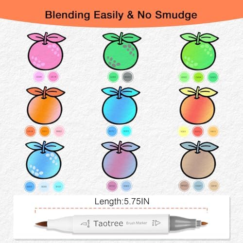 Taotree Alcohol Markers Brush Tip, 61 Pastel Colors Dual Tip Brush Markers