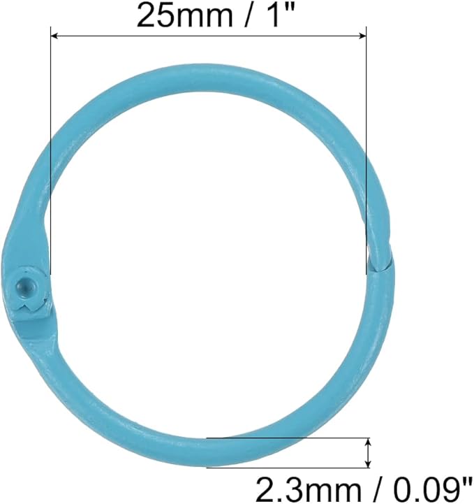 PATIKIL Loose Leaf Binder Rings 1 Inch, 5 Pack Metal Flash Card Book Binding Rings for Key Chain Index Card Scrapbooks, Blue