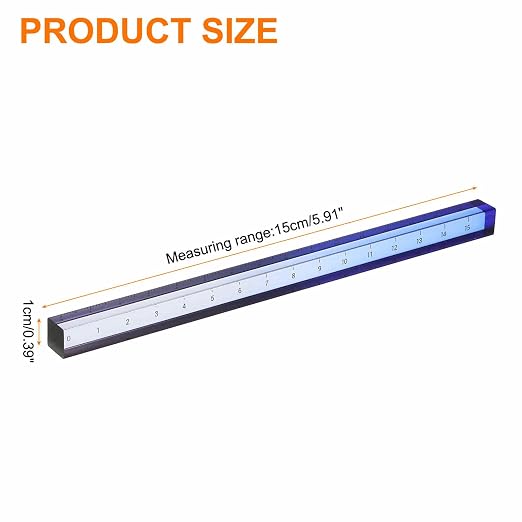 HARFINGTON Acrylic Clear Straight Rulers 15cm Metric Transparent Gradient Three-Dimensional Plastic Ruler Square Cube Measuring Tool for Classroom Office, Blue-Gray