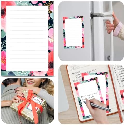 2 Pack Lined Sticky Notes 4x6 in, Cute Self-Stick Notepads with Lines, Large Memo Pads Strong Adhesive for Office, Home Cute Colorful Floral