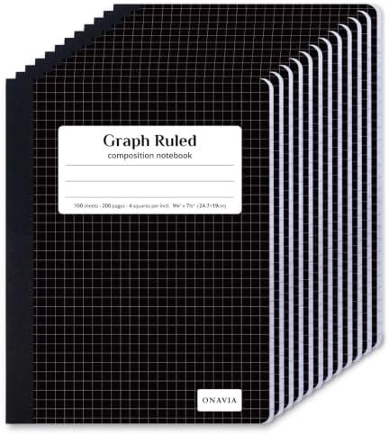 ONAVIA Graph Composition Notebook, 4x4 Grid, 200 Pages