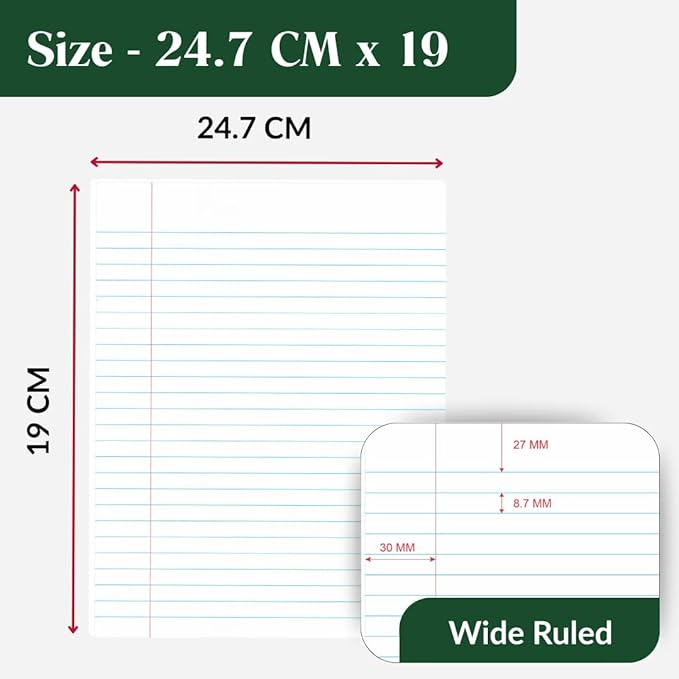 Composition Notebooks Pack of 10 Wide Ruled 200 Pages (100 Sheets) 9.75"x7.5" Carbon Neutral Recyclable Paper Eco-Friendly School & Office Supplies For Students and Professionals Assorted Color