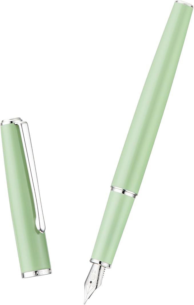 Hongdian 920S Fountain Pen Grass Green Metal Office Pen, Iridium Extra Fine Nib Classic Pen with Ink Converter