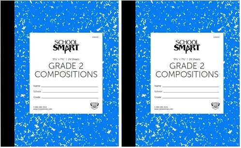 School Smart Skip-A-Line Ruled Composition Book, Grade 2, Blue, 48 Pages (Pack of 2)