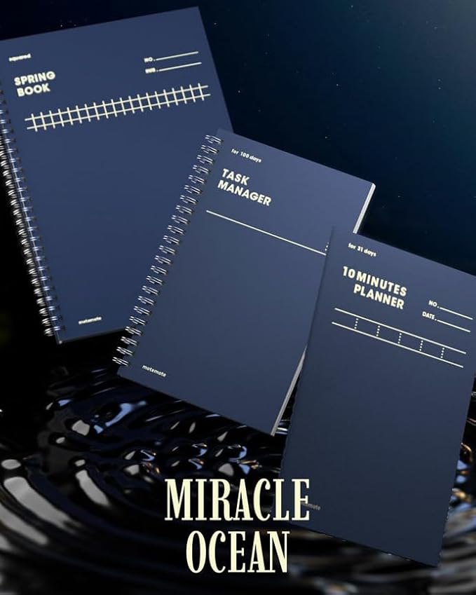 motemote 10-Minute Planner 31 DAYS – Undated Daily Planner with Time Blocking, Goal Setting & Reflection – Boost Productivity & Build Better Habits in Just 10 Minutes a Day, Lightweight & Portable, Study Plan, Color Chip Edition (Miracle Ocean)