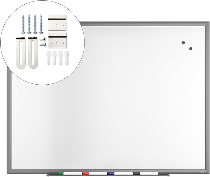 TRU RED™ Magnetic Porcelain Dry Erase Board, Gunmetal Frame, 4' x 3', Wall-Mountable, Aluminum