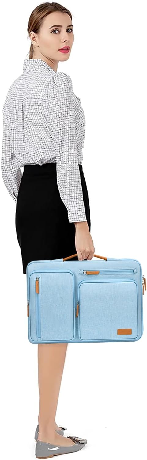 MOSISO 360 Protective Laptop Case 16 inch, 15-15.6 inch Laptop Sleeve Compatible with MacBook Pro 16, HP Acer Dell Lenovo ASUS, Side Open Carrying Case with 4 Zipper Pockets&Handle, Air Blue