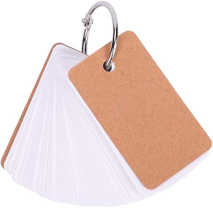 Mini Blank Flash Cards with Binder Rings Kraft Paper Blank Index Cards 4x6 with Punched Holes Easy Flip Flash Card White Study Note Cards Unruled Memo Scratch Pads Small DIY Greeting Cards 5 Pack