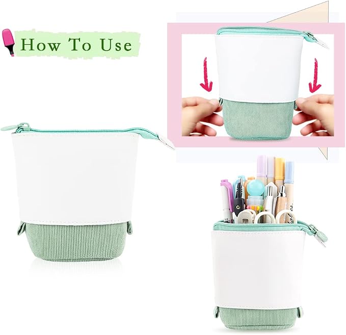 Oyachic Stand up Pencil Case Standing Pencil Holder Transformer Pencil Pouch Telescopic Pen Bag Cute Makeup Bag Cosmetic Organizer Bag Box for Women