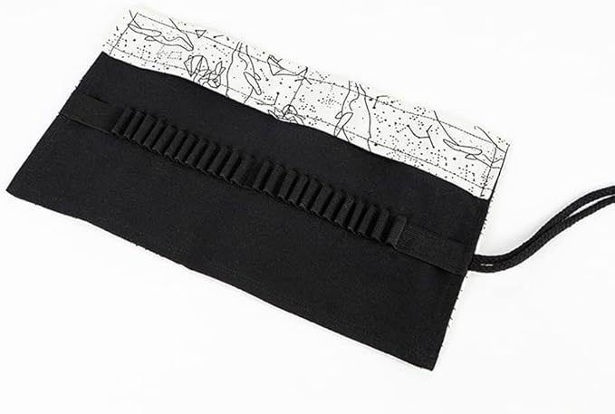 DIYOMR 24/36/72 Slots Pencil Wrap Pencil Rolls, Artist Colored Pencils Roll Up Bag Short Brushes Pouch Case Pencils Organizer for Drawing Coloring and Sketching (White Starry Sky, 72slots)