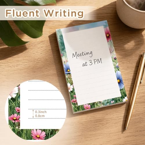 Lined Sticky Notes 4x6 in, 2 Pack Large Cute Notepads with Lines, Bright Post Memo Note Pads Big Rectangular Sticky Notes for Office Flower Garden Watercolor