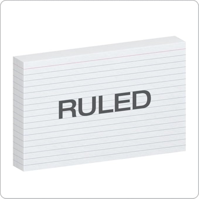 Oxford Ruled Index Cards, 5" x 8", White, 100/Pack (51)