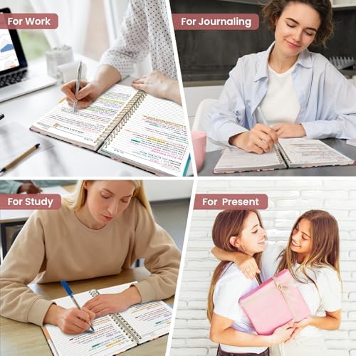 Taja Pretty Large Spiral Lined Notebook for Work with 5 Removable Dividers