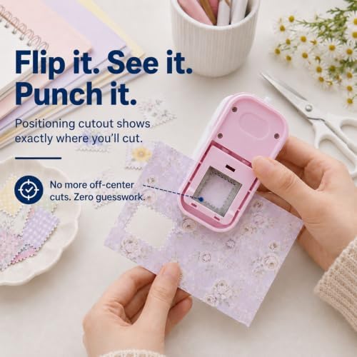CYFUN DESIGN Stamp Punch, 1x0.8inch Rectangle Stamp Cutter Hole Puncher, Perforated Craft Punches for Junk Journal & Scrapbooking, Stackable Design with Alignment Cutout for Precise Positioning
